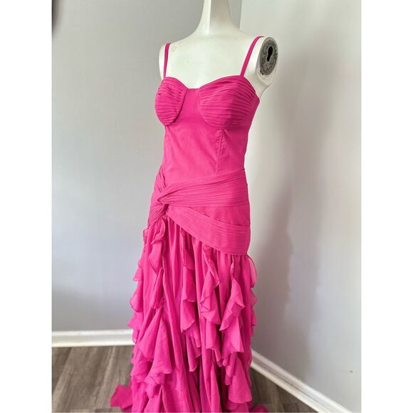 NWT PATBO BUSTIER RUFFLE MAXI DRESS SIZE 4 $1100 - Picture 7 of 12